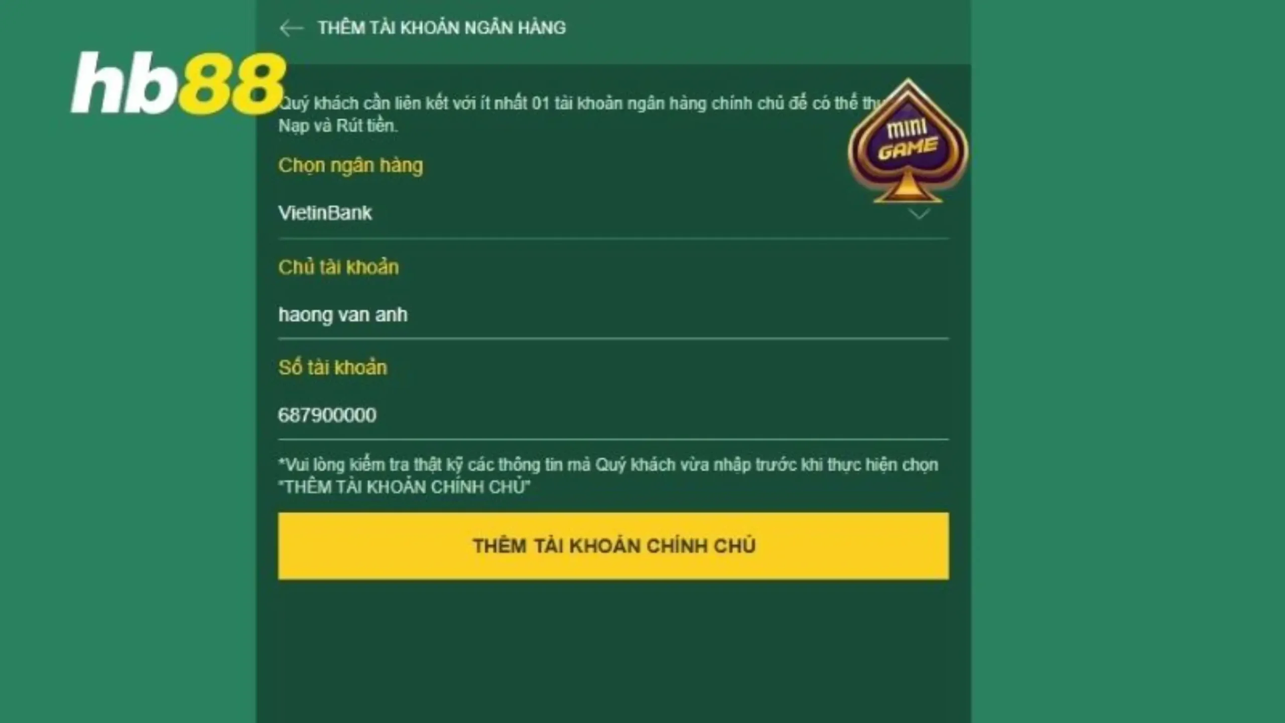 Điền đủ thông tin chính chủ của bạn